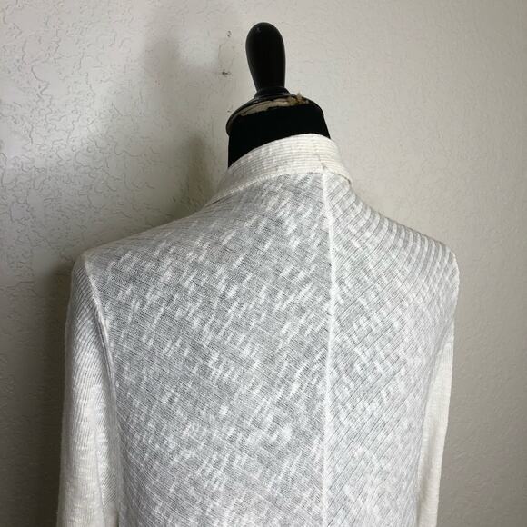 Eileen Fisher white ribbed linen blend knit open drape front cardigan size Large - Picture 10 of 16